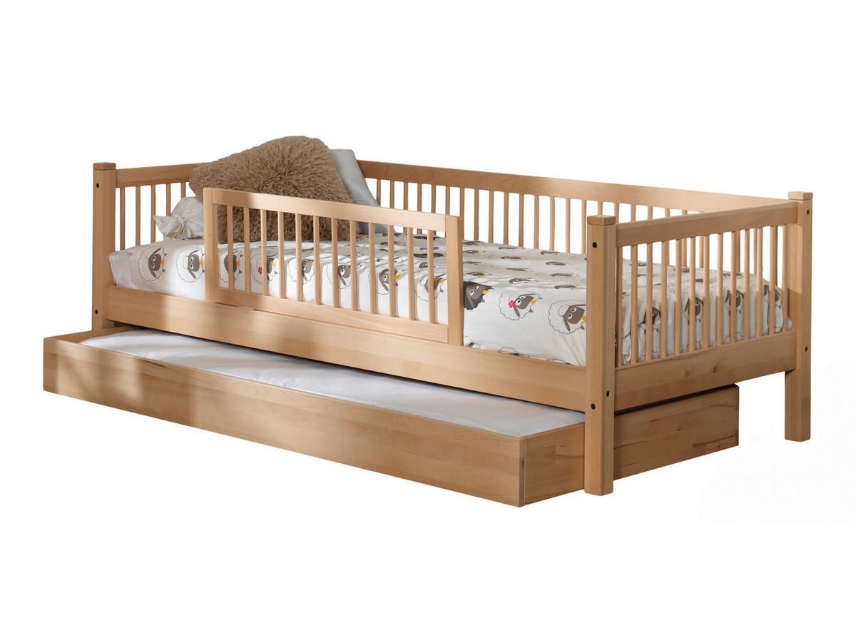 AUSZIEHBETT 90/200 cm,  in Buchefarben, Rollrost, Bettschublade, Absturzsicherung  - Buchefarben, MODERN, Holz (90/200cm) - Vipack