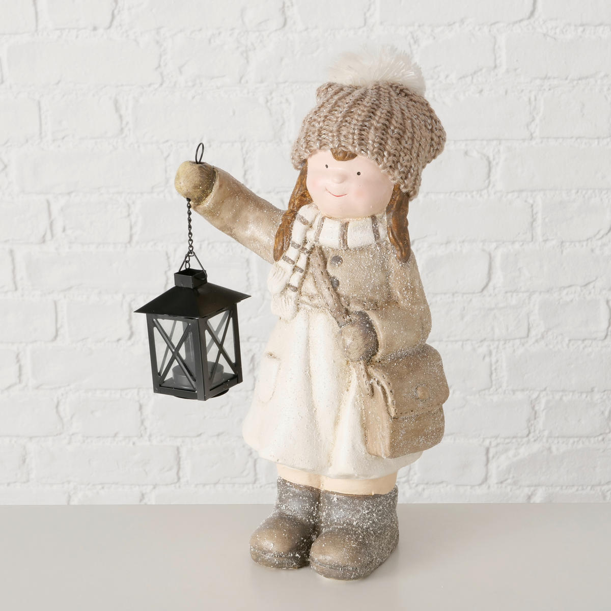 DEKOFIGUR KIND - Schwarz/Braun, LIFESTYLE, Textil/Stein (24/15/40cm)