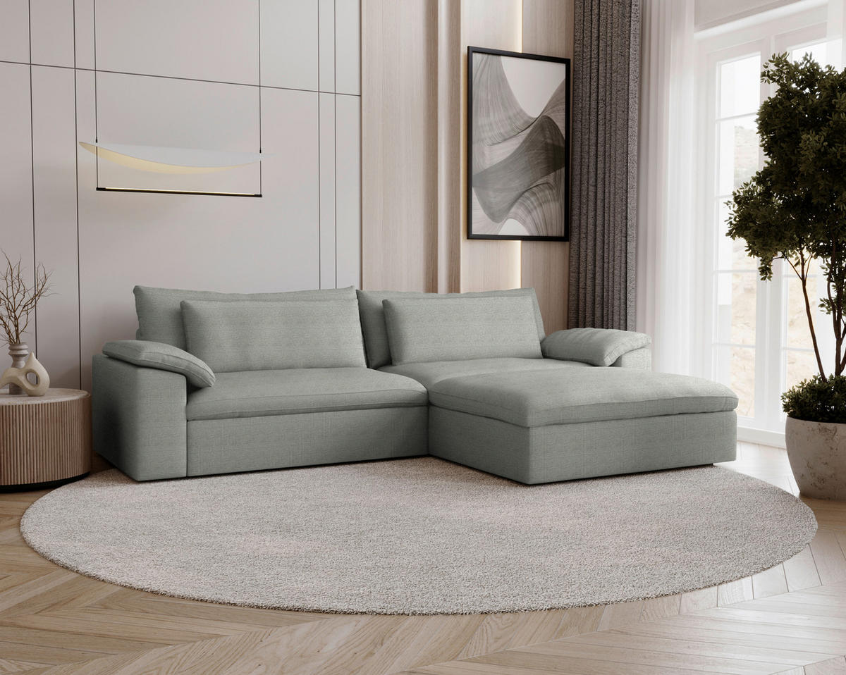ECKSOFA  Chenille Greige  - Greige/Schwarz, Modern, Kunststoff/Textil (306/198cm) - Carryhome