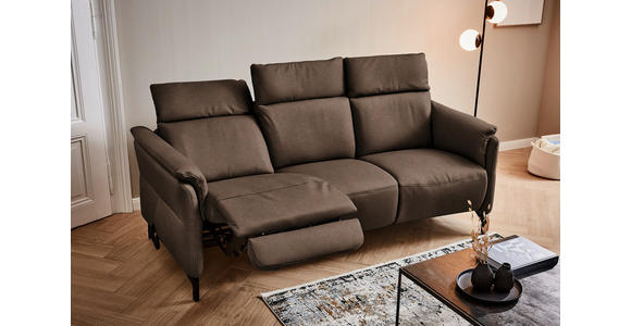 TRAPEZSOFA in Echtleder Braun  - Schwarz/Braun, KONVENTIONELL, Leder/Metall (221/103/95cm) - Dieter Knoll