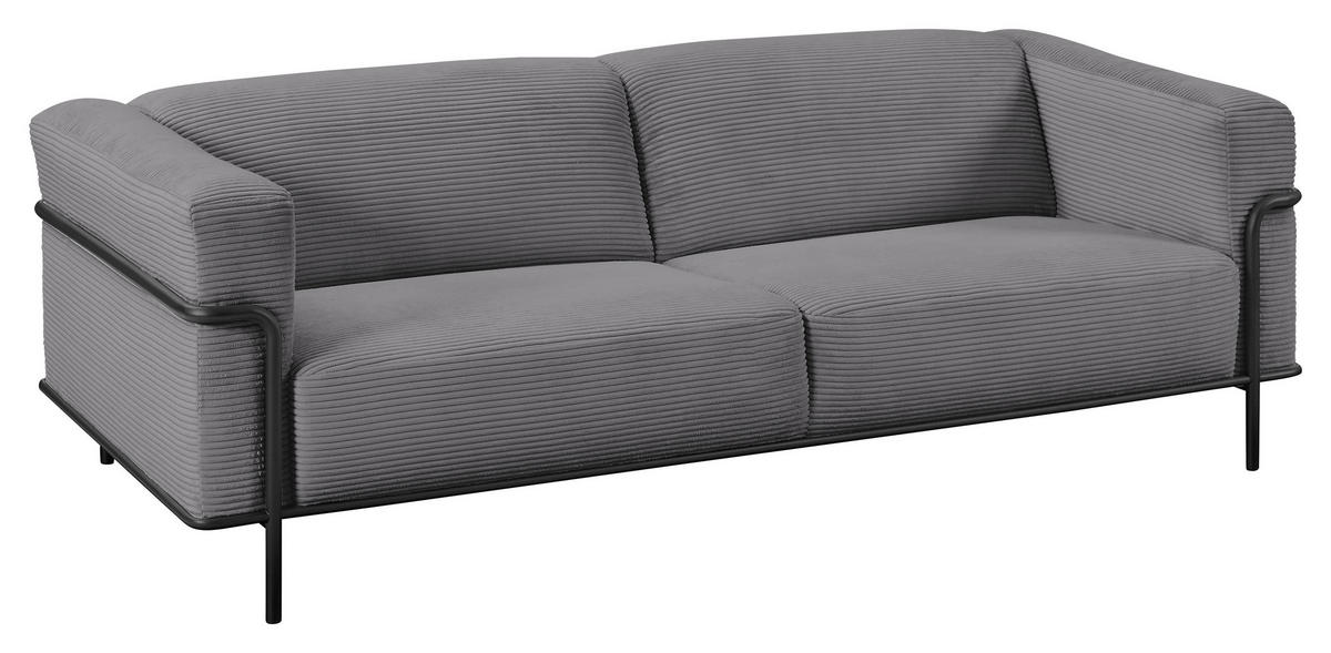 2,5-SITZER in Cord Dunkelgrau  - Dunkelgrau/Schwarz, Design, Textil/Metall (216/67/96cm) - Johann Jakob