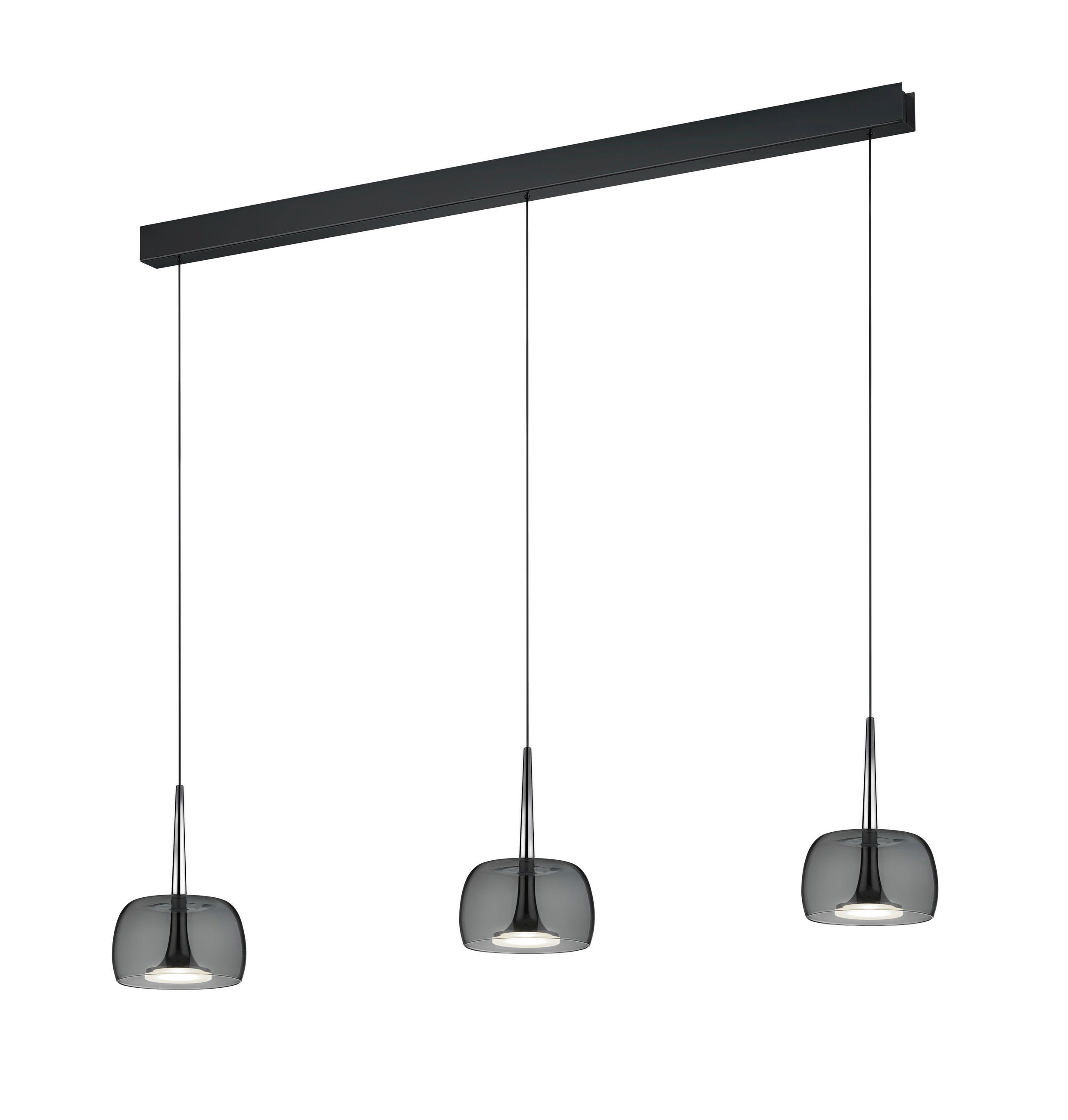 LED-HÄNGELEUCHTE Flute 110/7/200 cm   - Schwarzchrom, Design, Glas/Kunststoff (110/7/200cm) - Helestra