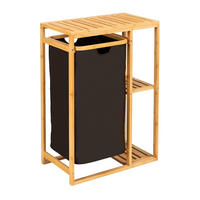 BADEZIMMERREGAL 50/70/30 cm  - Schwarz/Braun, KONVENTIONELL, Holz/Textil (50/70/30cm) - Wenko