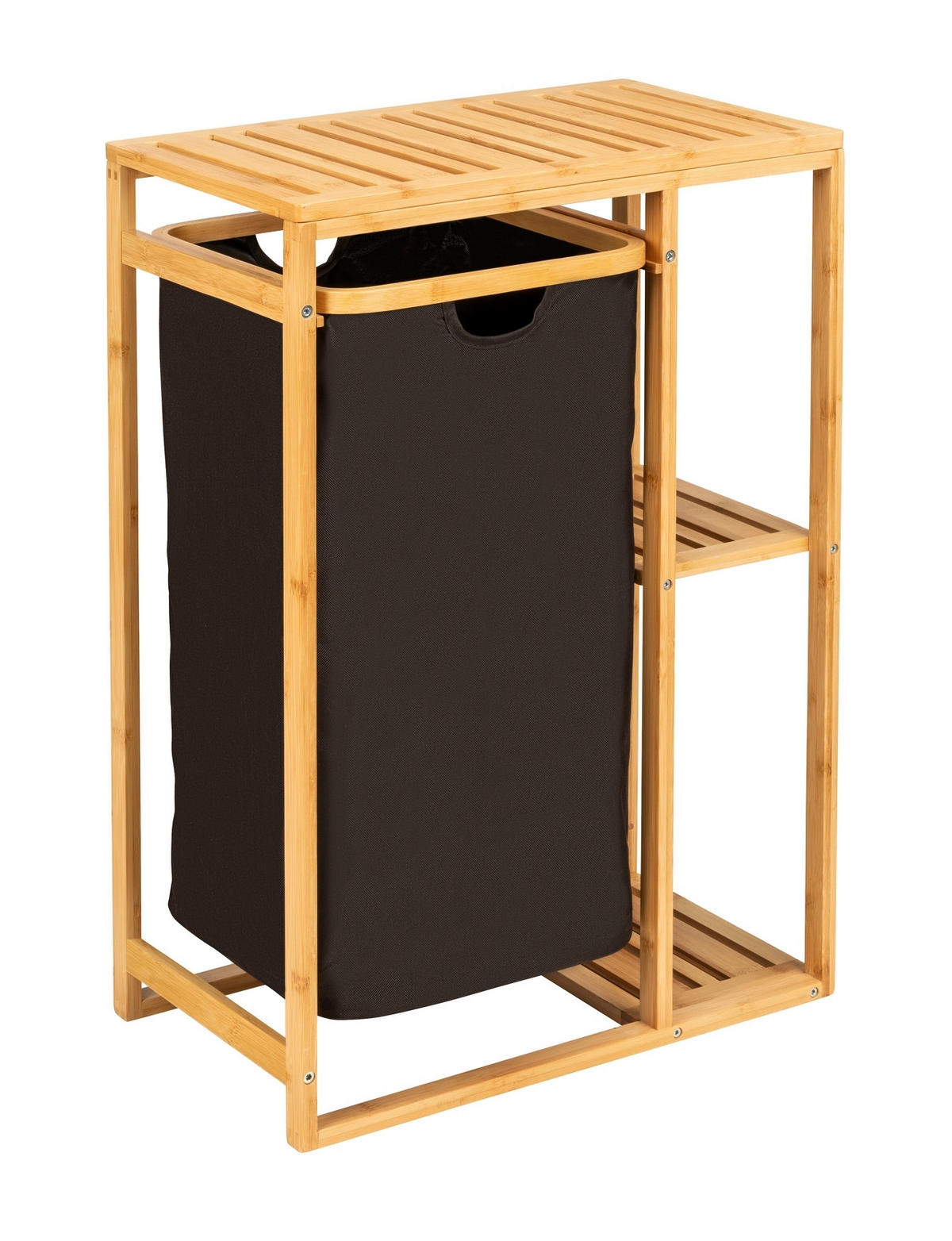 BADEZIMMERREGAL 50/70/30 cm  - Schwarz/Braun, KONVENTIONELL, Holz/Textil (50/70/30cm) - Wenko