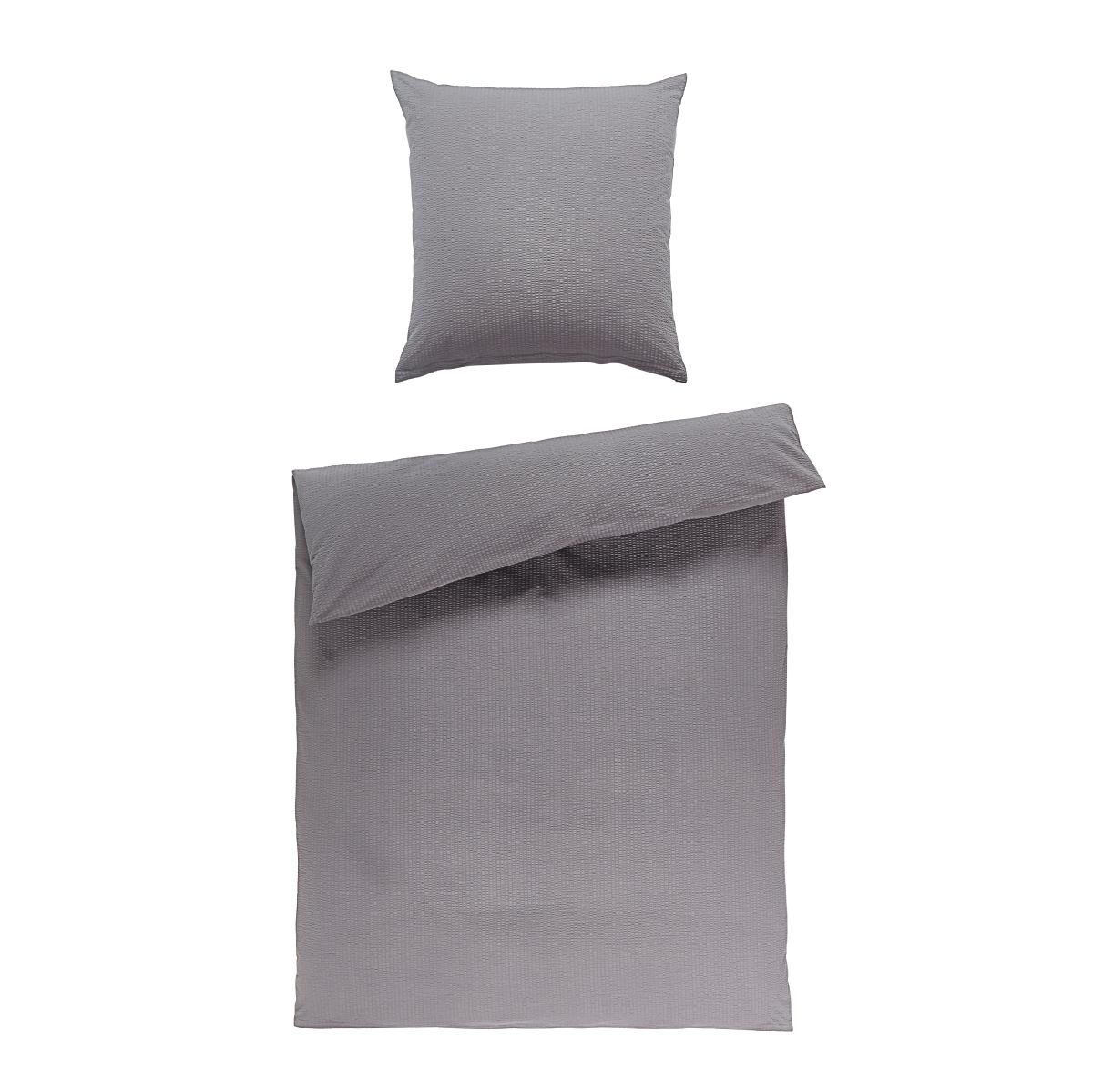 BETTWÄSCHE Piano Seersucker 200/200 cm  - Dunkelgrau, Basics, Textil (200/200cm) - Janine