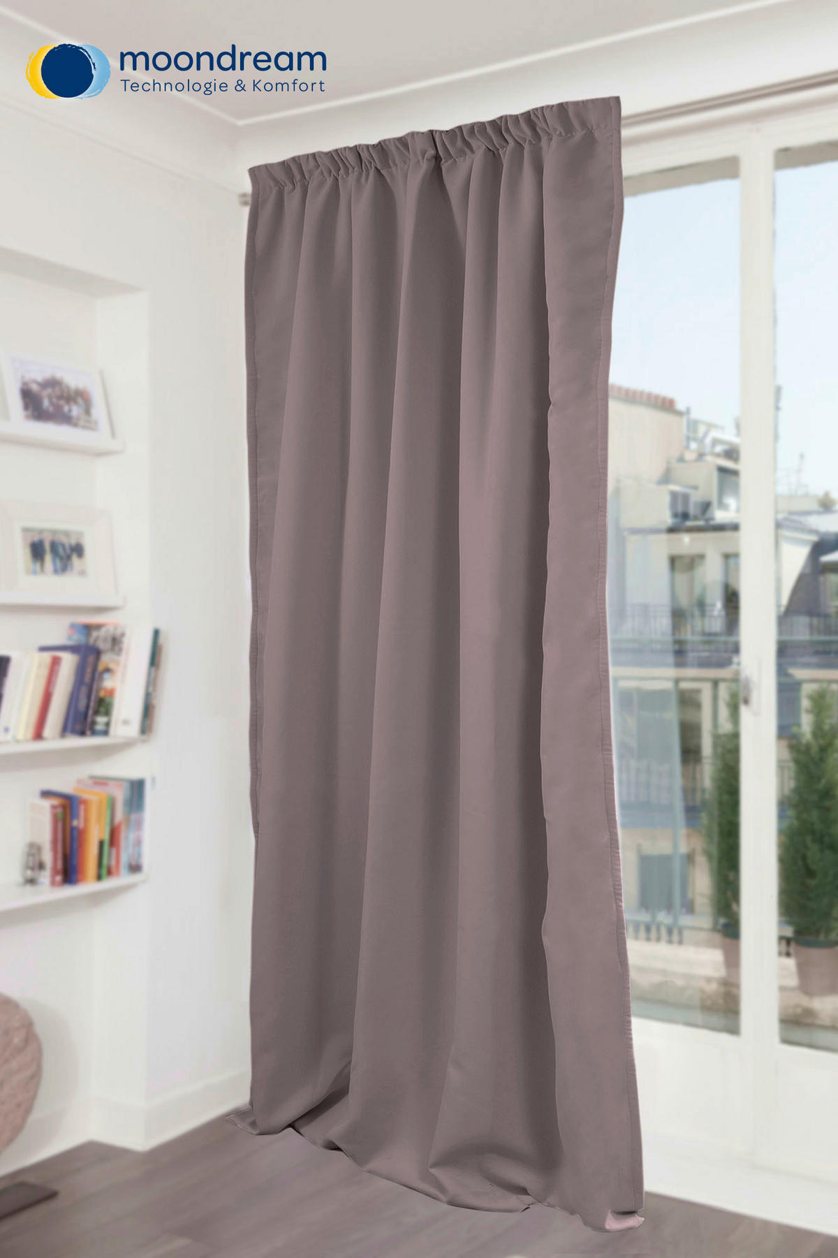 LÄRMSCHUTZVORHANG Verdunkelung  - Schlammfarben, Design, Textil/Metall (145/260cm)