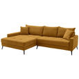 ECKSOFA  in Cord Currygelb  173/280 cm  - Currygelb/Schwarz, KONVENTIONELL, Textil/Metall (173/280cm) - Hom`in