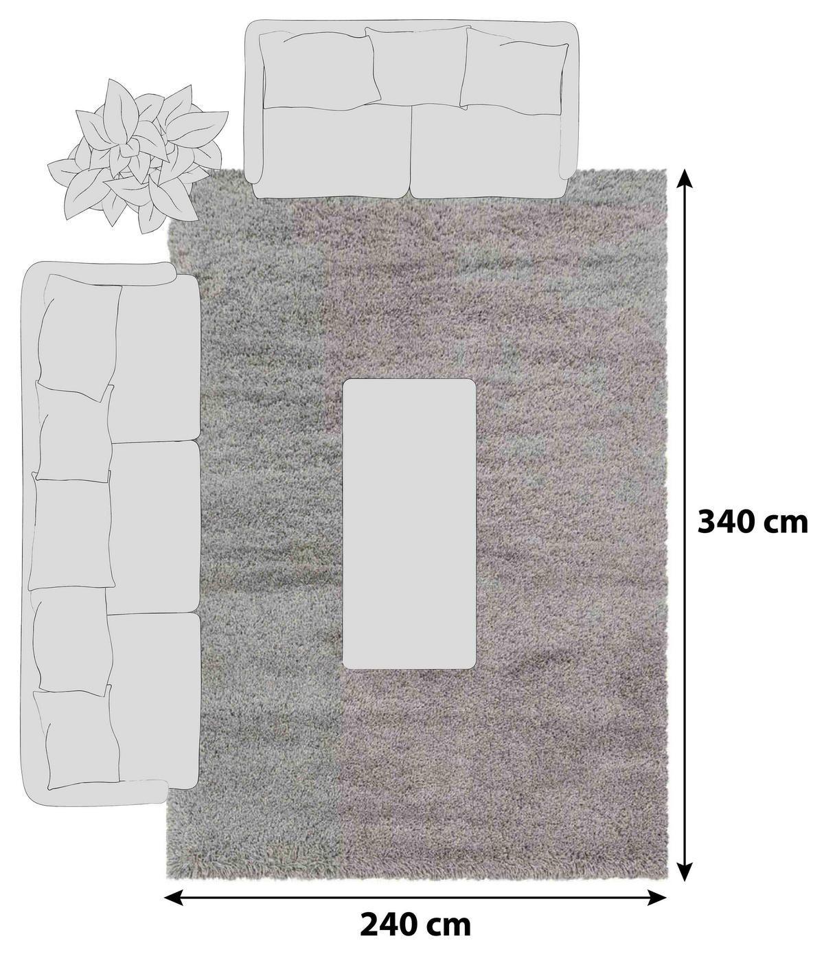 RYAMATTA 240/340 cm Fluffy 3500 Beige  - beige, Basics, textil (240/340cm)