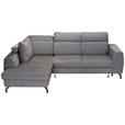 ECKSOFA Dunkelgrau Chenille - Dunkelgrau/Schwarz, KONVENTIONELL, Textil/Metall (185/240cm) - Carryhome