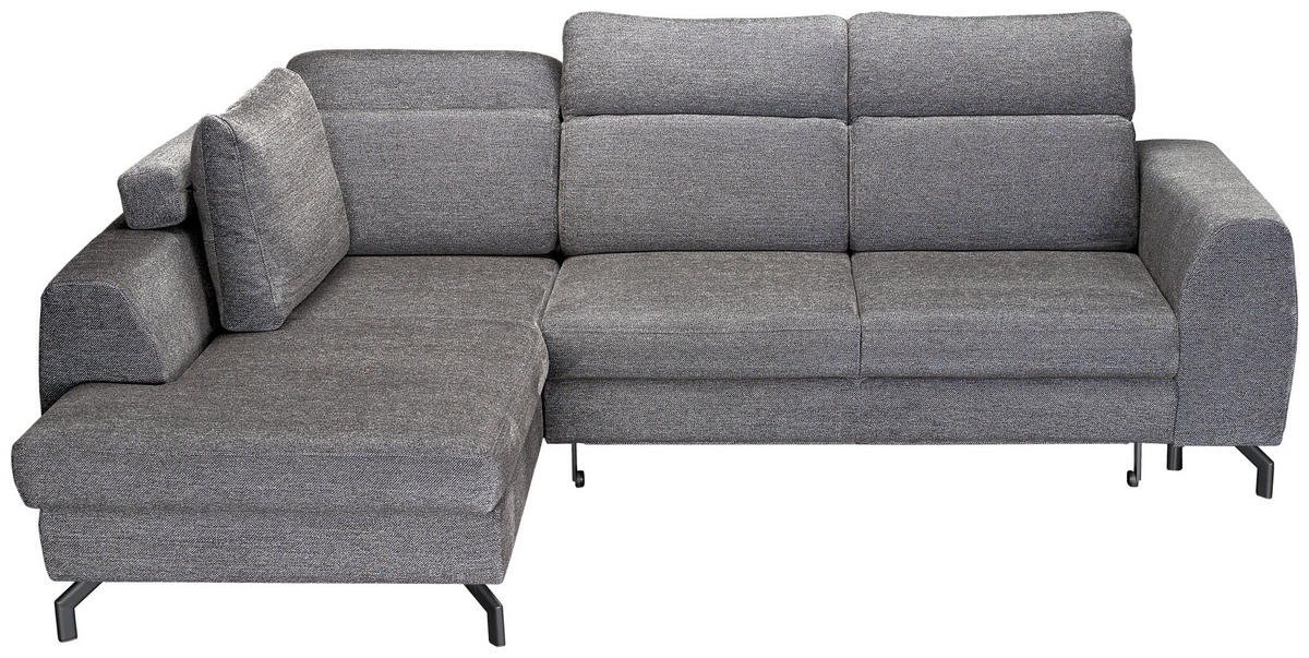ECKSOFA Dunkelgrau Chenille  - Dunkelgrau/Schwarz, KONVENTIONELL, Textil/Metall (185/266cm) - Carryhome