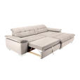 ECKSOFA in Mikrofaser Ecru  - Chromfarben/Ecru, Design, Textil/Metall (265/180cm) - Carryhome