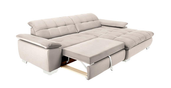 ECKSOFA in Mikrofaser Ecru  - Chromfarben/Ecru, Design, Textil/Metall (265/180cm) - Carryhome