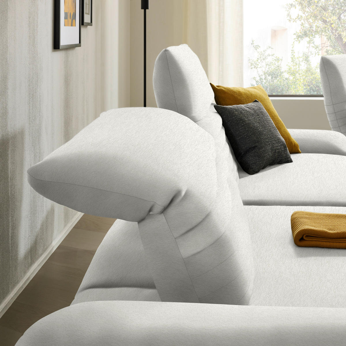 ECKSOFA  in Teddystoff Weiß  170-195/280 cm  - Schwarz/Weiß, Design, Textil/Metall (170-195/280cm) - Dieter Knoll