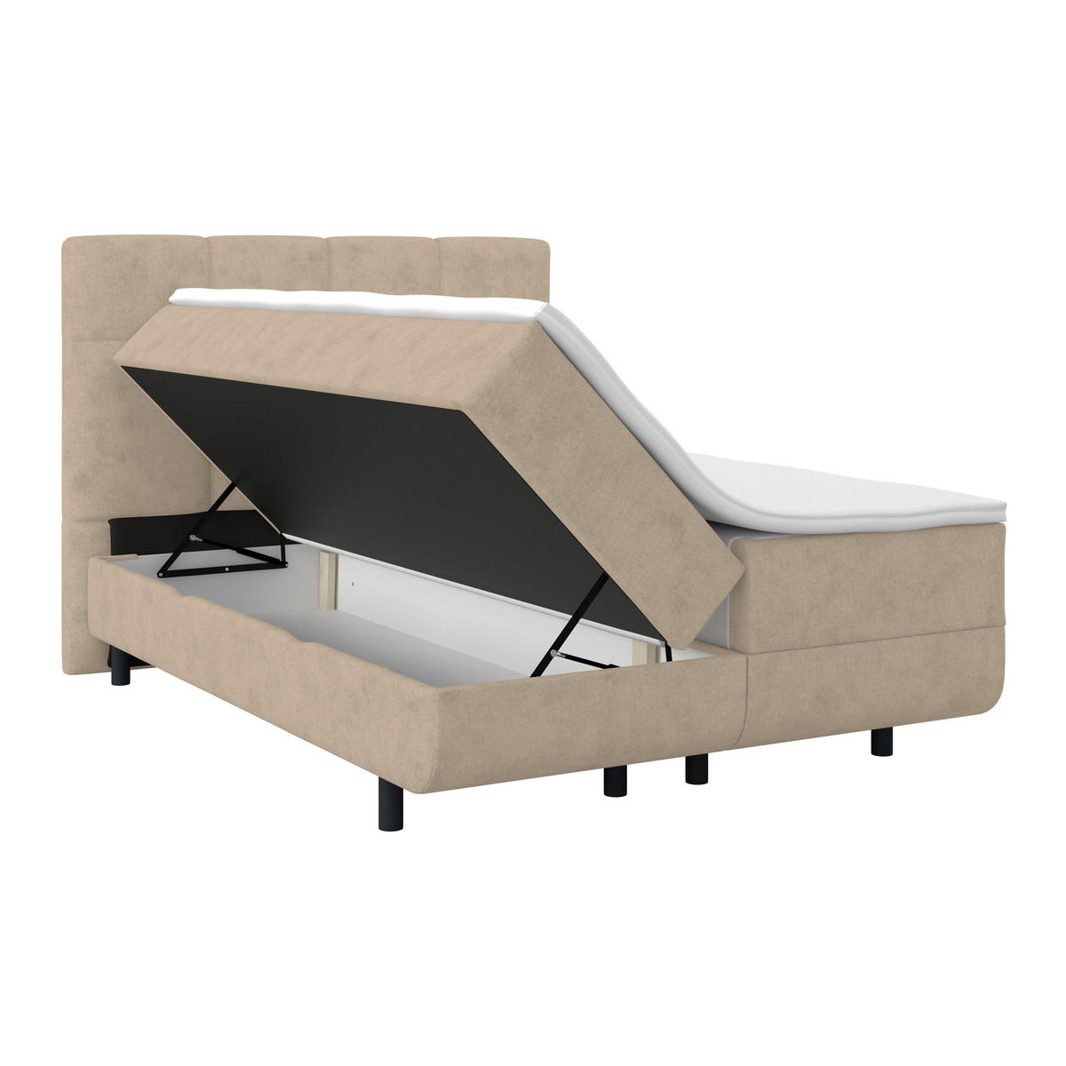 POLSTERBETT Bettkasten, Topper 140/200 cm  in Beige  - Beige/Schwarz, MODERN, Kunststoff/Textil (140/200cm) - MID.YOU