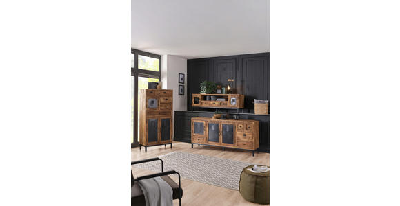 SIDEBOARD 185/85/40 cm  - Schwarz/Braun, LIFESTYLE, Holz/Metall (185/85/40cm) - Landscape