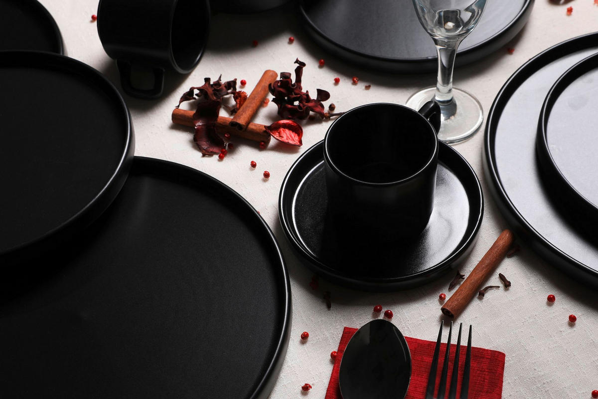 KOMBISERVICE Schwarz 20-teilig 4 Personen  - Schwarz, Basics, Keramik - P & B