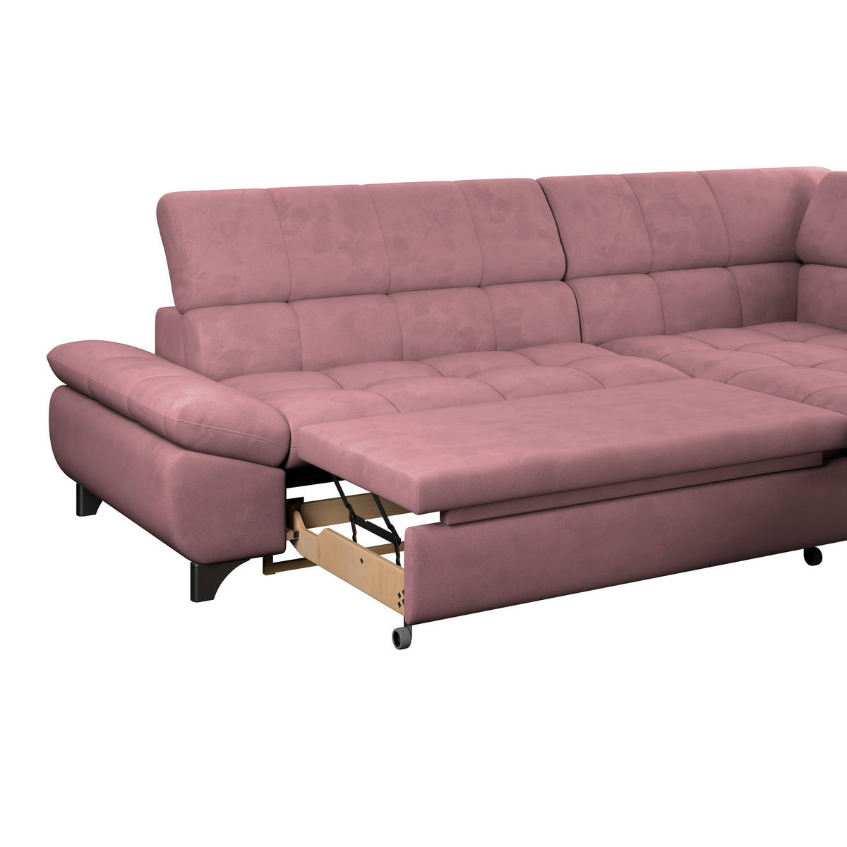 ECKSOFA Rosa Chenille  - Chromfarben/Rosa, KONVENTIONELL, Textil/Metall (312/234cm) - Livetastic