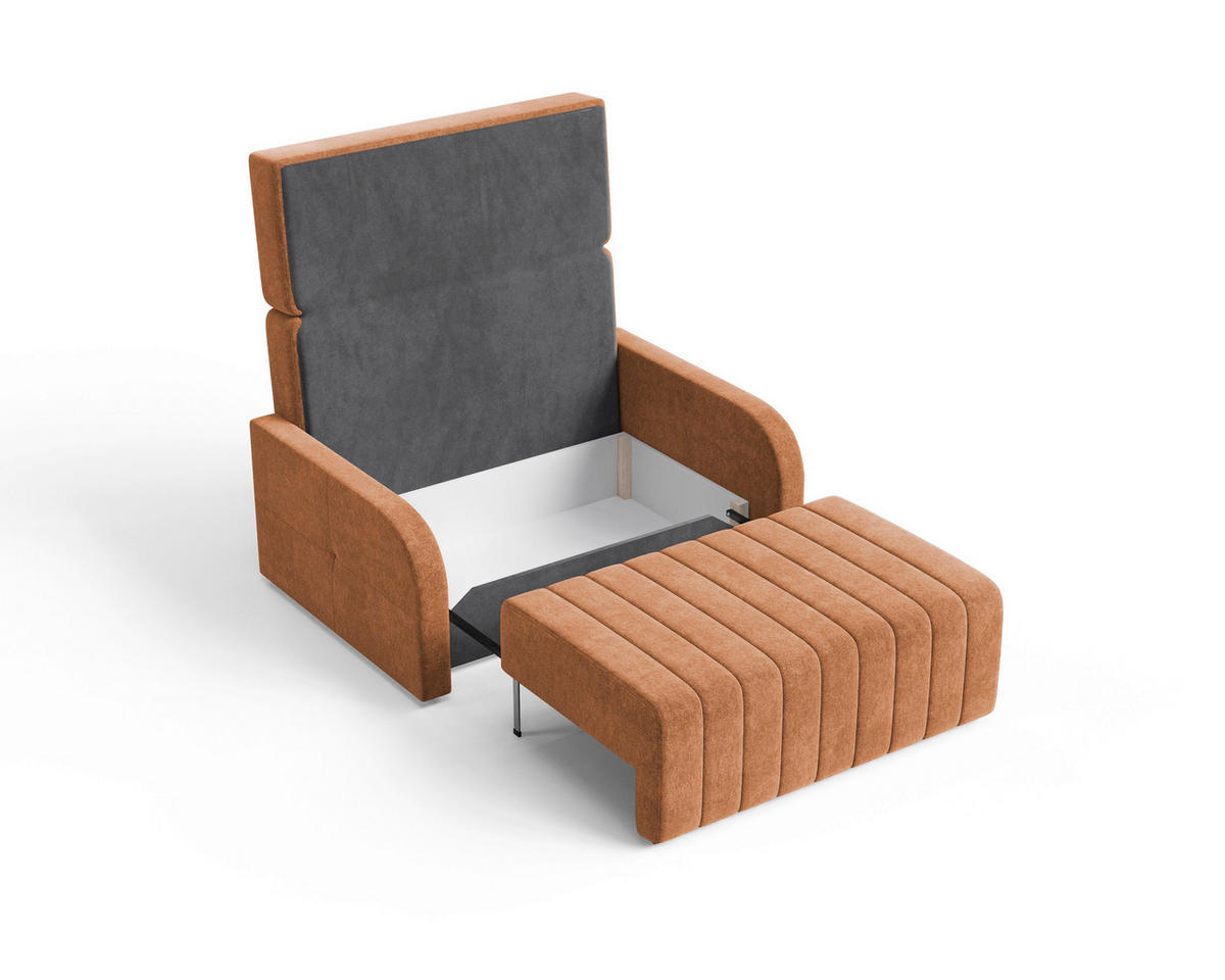 SCHLAFSOFA ALASKA 120 in Rostfarben  - Rostfarben/Schwarz, Design, Kunststoff/Textil (141/90/104cm) - MID.YOU