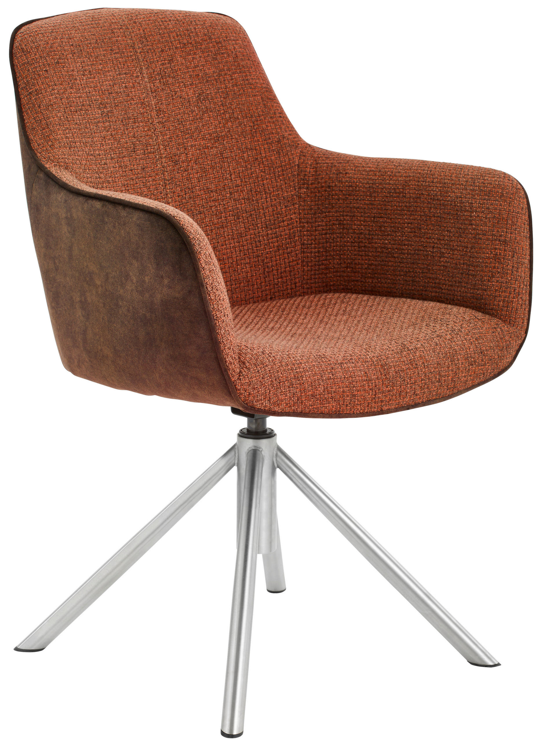 ARMLEHNSTUHL drehbar  in Edelstahl Flachgewebe  - Edelstahlfarben/Rostfarben, Design, Textil/Metall (60/88/64cm) - Novel