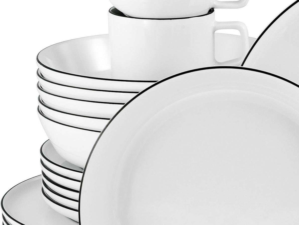 KOMBISERVICE Chef Collection Black Line 30-teilig  - Grauweiß/Schwarz, Basics, Keramik - Creatable