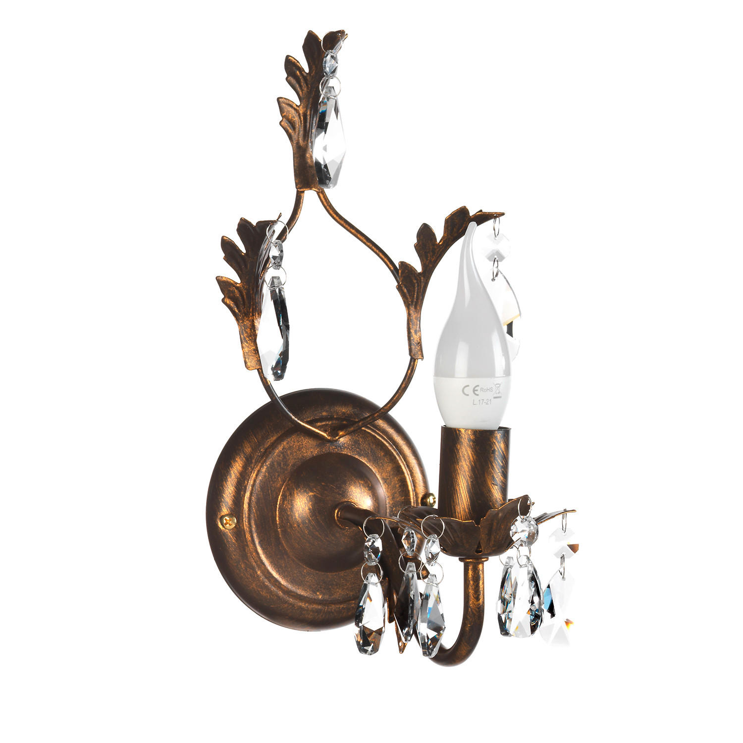 WANDLEUCHTE 22/13/30 cm   - Bronzefarben, KONVENTIONELL, Glas/Metall (22/13/30cm)