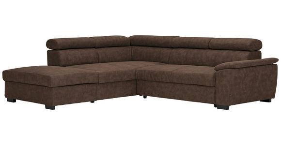 ECKSOFA Dunkelbraun Lederlook  - Dunkelbraun/Schwarz, Design, Kunststoff/Textil (230/263cm) - Hom`in