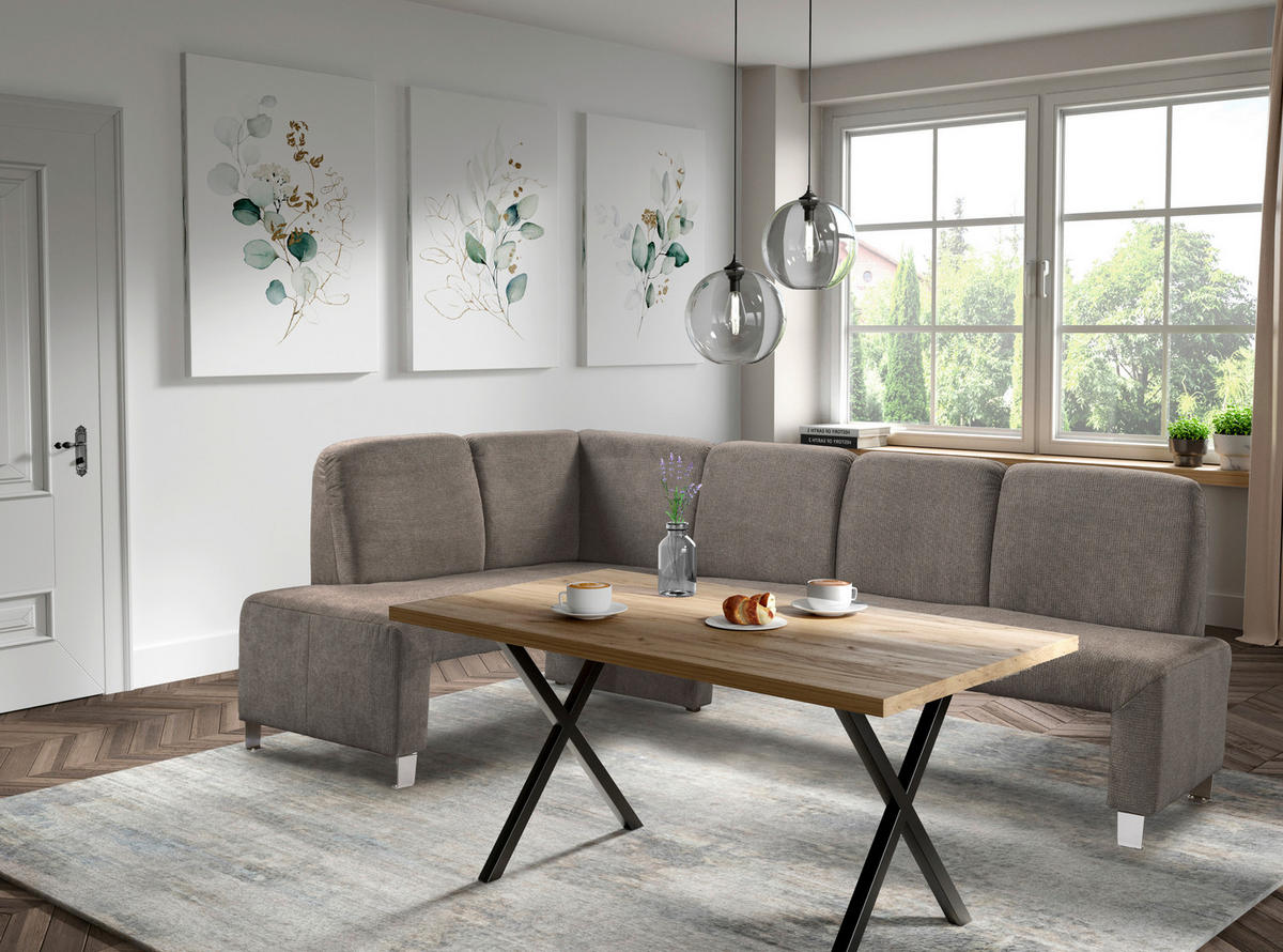 KLUPA KUTNA  smeđa  drvo, tekstil, drvni materijal      - srebrne boje/smeđa, Moderno, drvni materijal/drvo (243/158cm) - Livetastic