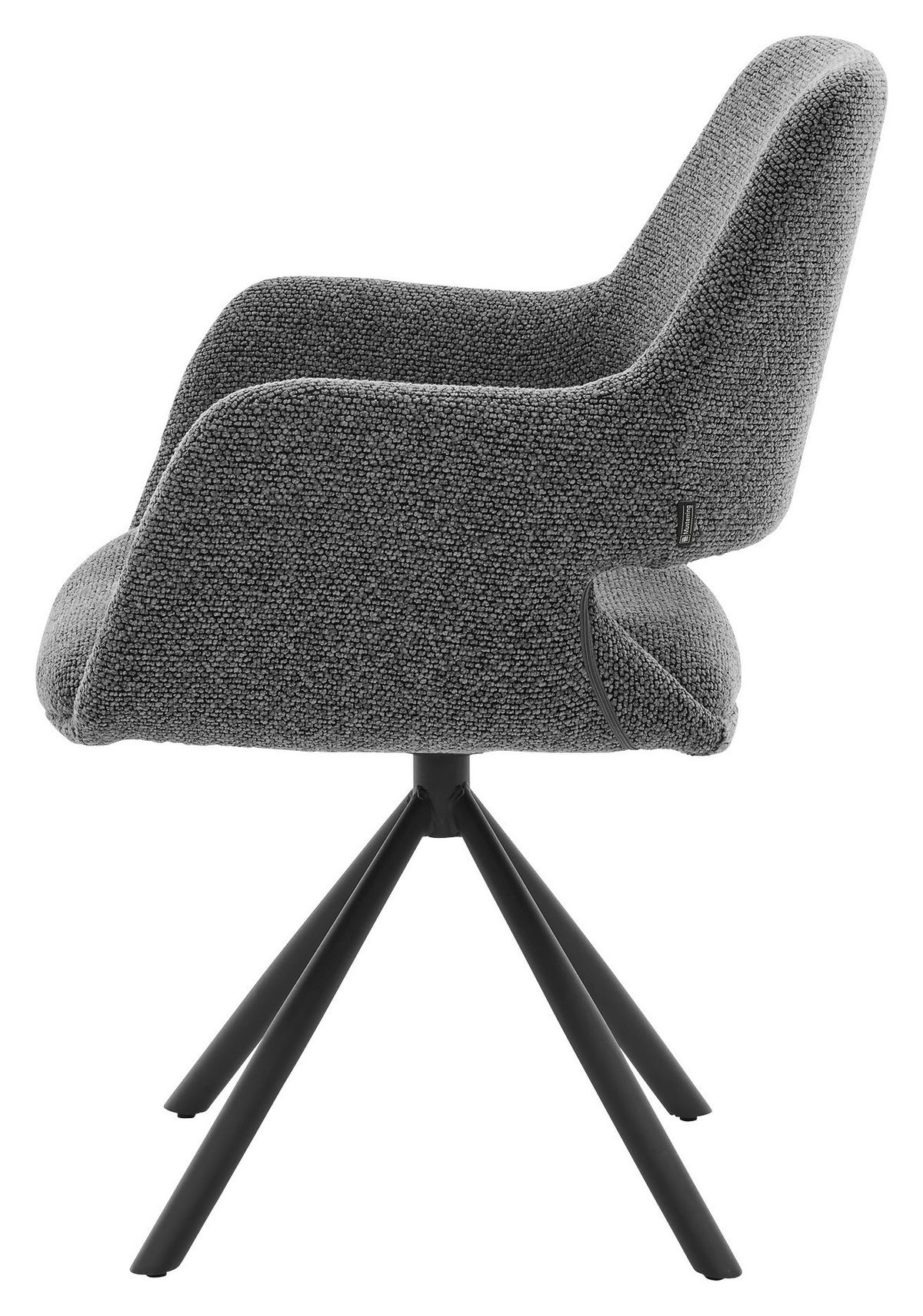 ARMLEHNSTUHL  Stoffauswahl, Sitzfläche 180° drehbar, automatische Rückholfunktion Bouclé  - Schwarz/Graphitfarben, Design, Textil/Metall (62/83/62cm) - Musterring