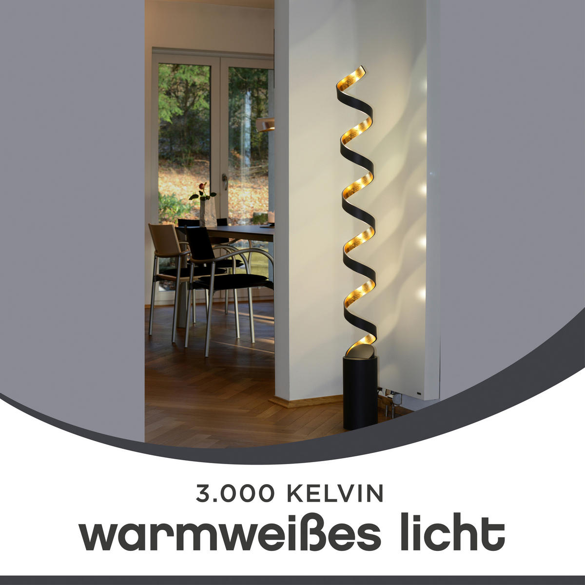 LED-STEHLEUCHTE Helix 14,5/152 cm   - Goldfarben/Schwarz, Design, Metall (14,5/152cm)