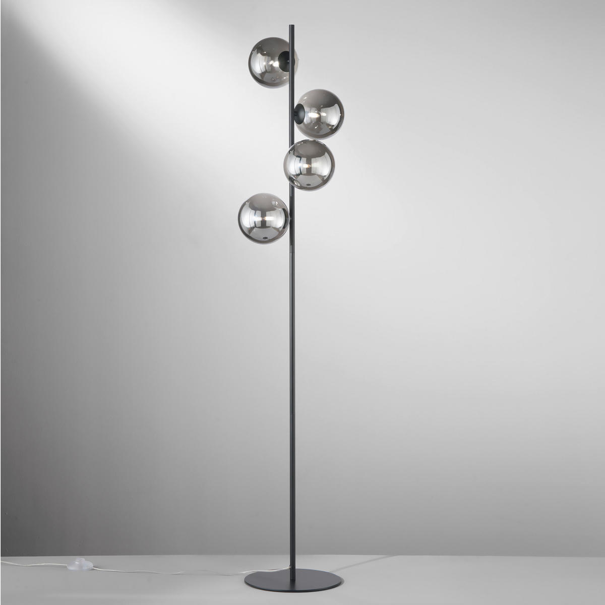 STEHLEUCHTE Luce Ambiente e Design 34,5/28/160 cm   - Dunkelgrau/Schwarz, KONVENTIONELL, Glas/Metall (34,5/28/160cm)
