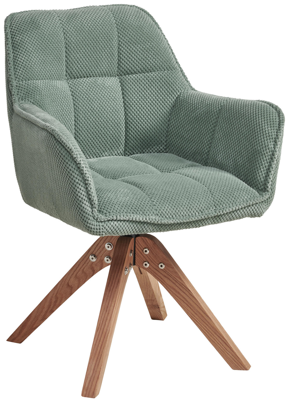 ARMLEHNSTUHL  Sitzfläche 360° drehbar, inklusive Armlehnen Webstoff  - Eichefarben/Grün, Basics, Holz/Textil (61/85/63cm) - MID.YOU