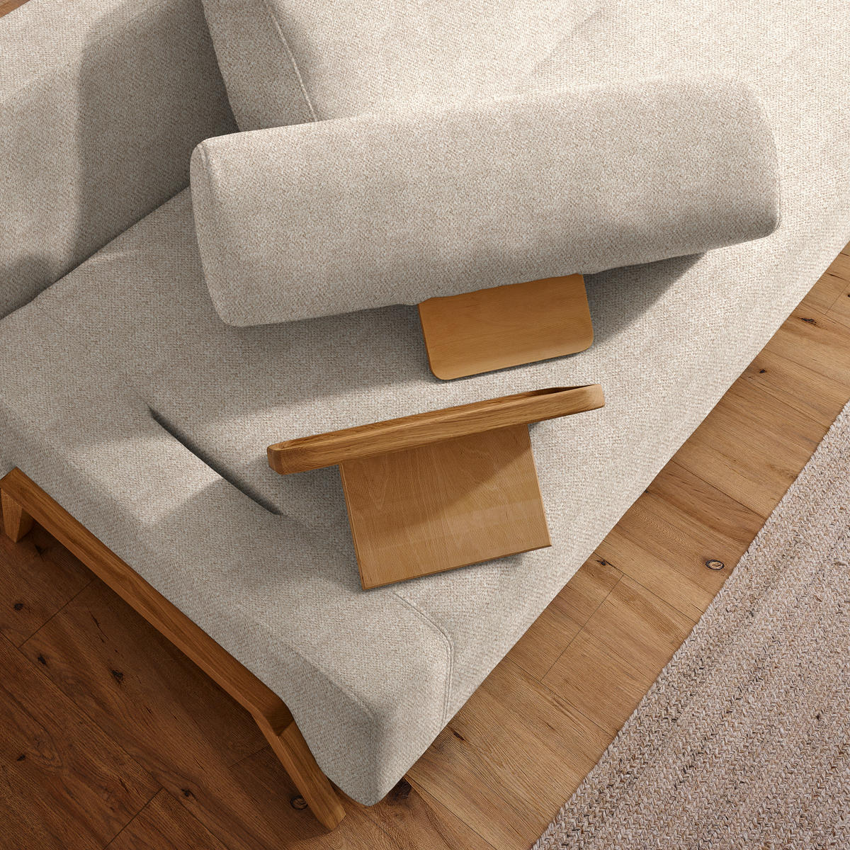 SCHLAFSOFA in Holz, Textil Beige  - Beige/Naturfarben, Design, Holz/Textil (211/88/102cm) - Niels Andersson
