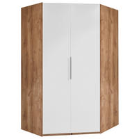 ECKSCHRANK 120/236/120 cm Weiß, Eichefarben  - Chromfarben/Eichefarben, MODERN, Holzwerkstoff (120/236/120cm) - MID.YOU