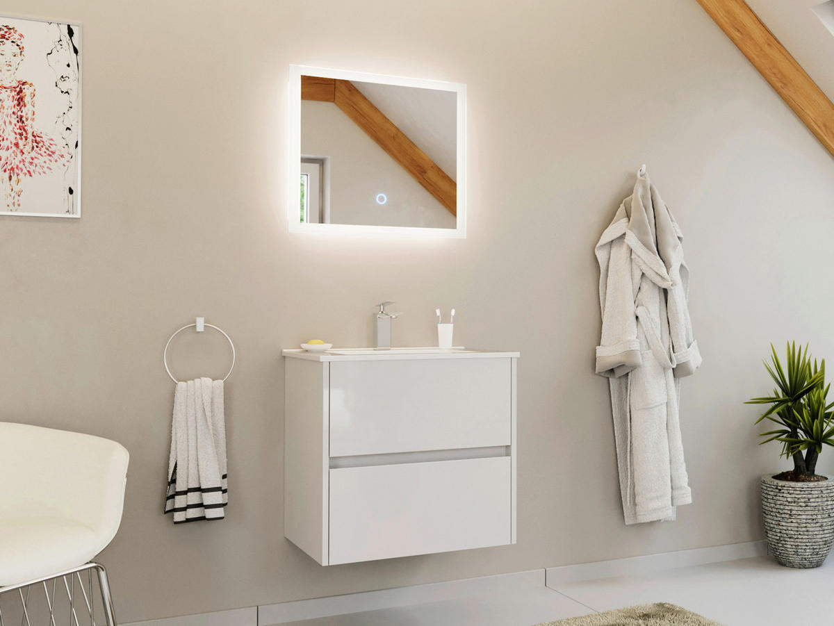 BADEZIMMER 2-teilig  in 60 cm  - Weiß Hochglanz/Weiß, Basics, Keramik/Holzwerkstoff (60cm) - MID.YOU