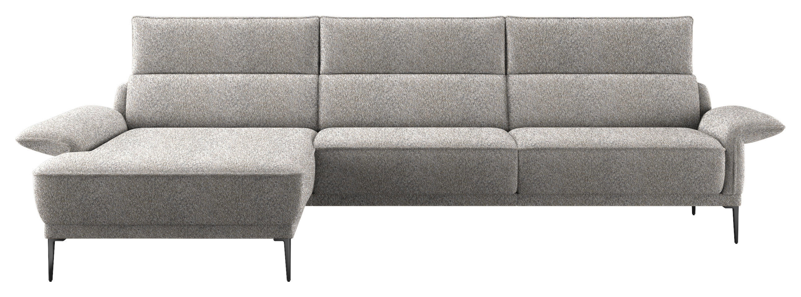 ECKSOFA in Bouclé Hellgrau  - Hellgrau/Schwarz, Modern, Textil/Metall (186/330cm) - Johann Jakob