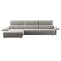 ECKSOFA in Bouclé Hellgrau  - Hellgrau/Schwarz, Modern, Textil/Metall (186/330cm) - Johann Jakob