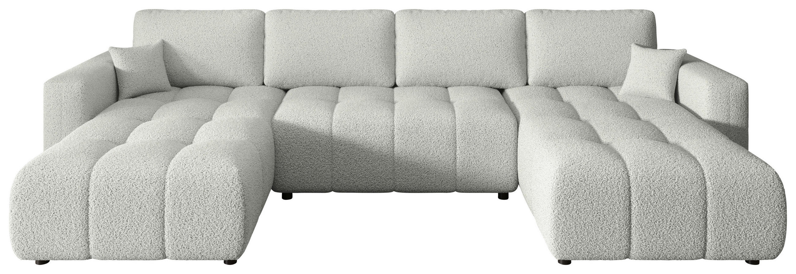 WOHNLANDSCHAFT Weiß Bouclé  - Schwarz/Weiß, MODERN, Kunststoff/Textil (190/380/190cm) - Carryhome