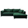 ECKSCHLAFSOFA Velours Grün  - Schwarz/Grün, Design, Textil/Metall (277/187cm) - Livetastic