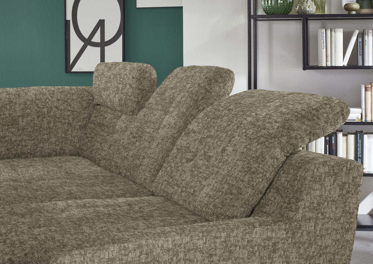 HÖRNSOFFA i chenille olivgrön  - olivgrön/svart, Klassisk, metall/textil (200/281cm) - MID.YOU