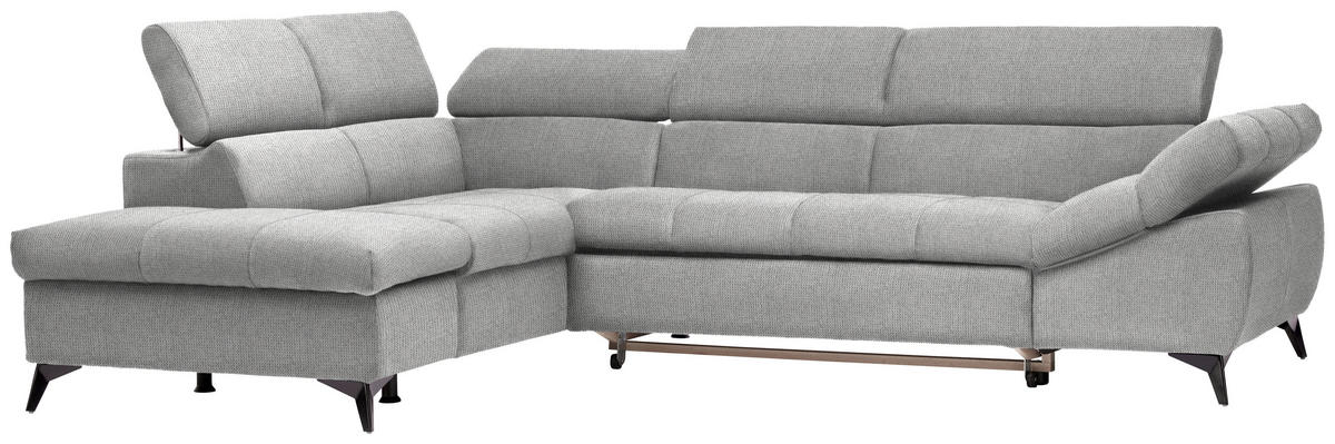 ECKSOFA in Mikrofaser Hellgrau  - Hellgrau/Schwarz, Design, Kunststoff/Textil (210/279cm) - Livetastic