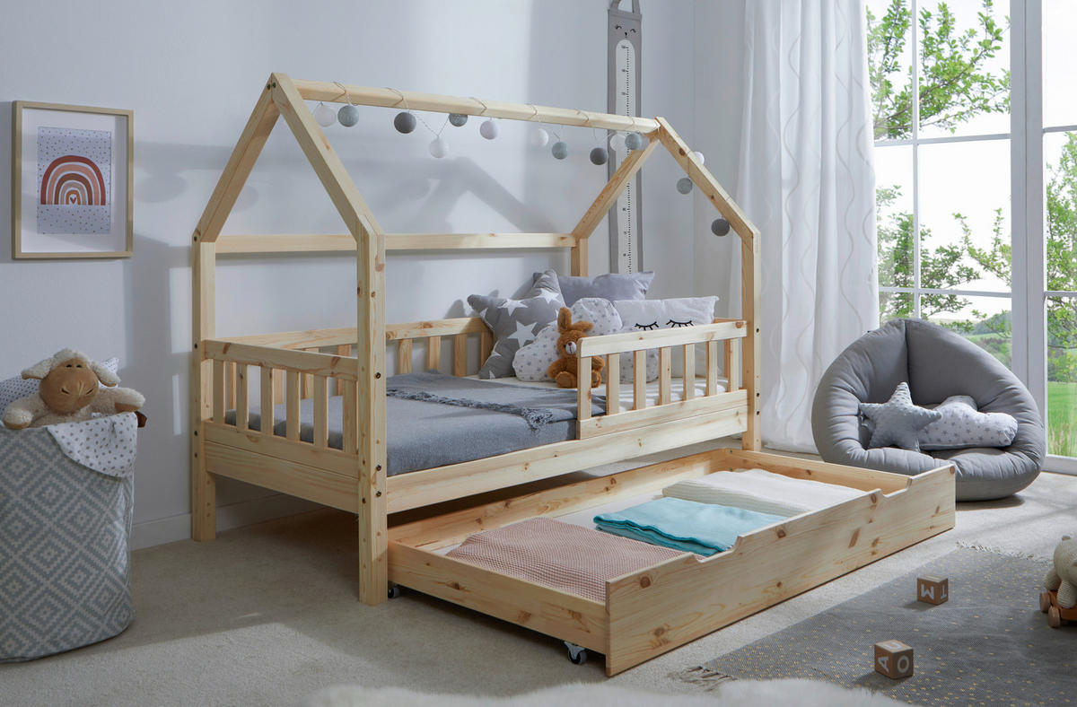 HAUSBETT 80/160 cm Naturfarben  - Naturfarben, Modern, Holz/Textil (80/160cm) - MID.YOU