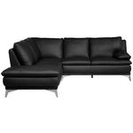 ECKSOFA Schwarz Echtleder  - Chromfarben/Schwarz, Design, Leder/Metall (224/252cm) - Novel