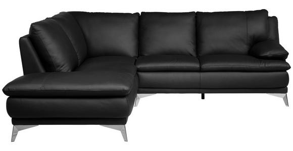 ECKSOFA Schwarz Echtleder  - Chromfarben/Schwarz, Design, Leder/Metall (224/252cm) - Novel