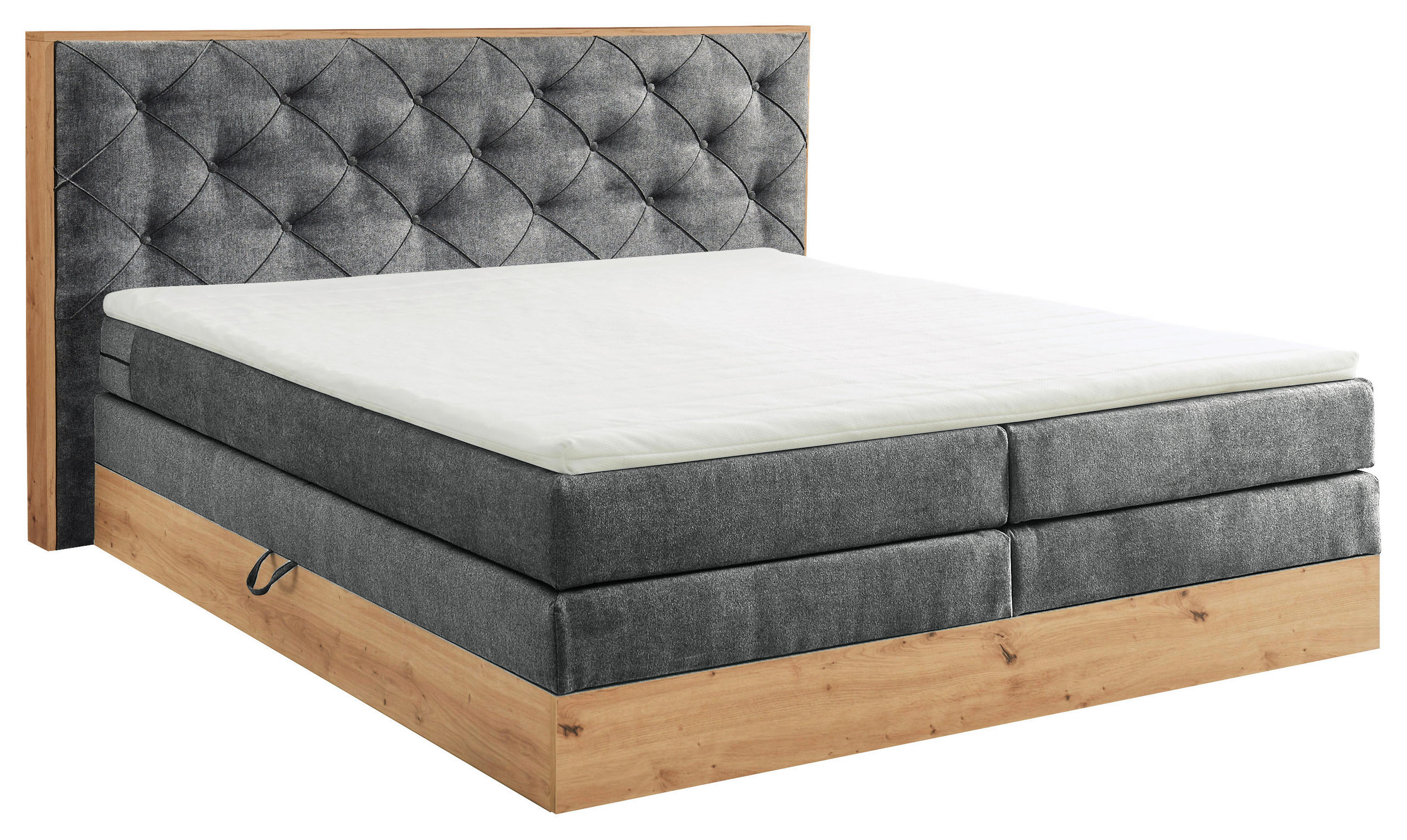 BOXSPRINGBETT 180/200 cm  in Anthrazit, Naturfarben  - Anthrazit/Naturfarben, KONVENTIONELL, Kunststoff/Textil (180/200cm) - Esposa
