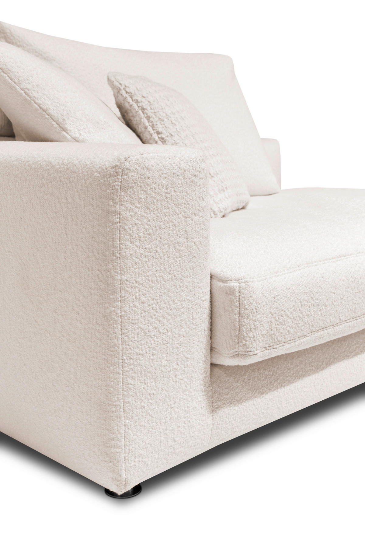ECKSOFA in Bouclé Weiss  - Weiss/Silberfarben, Design, Textil/Metall (300/185cm) - Designwerk
