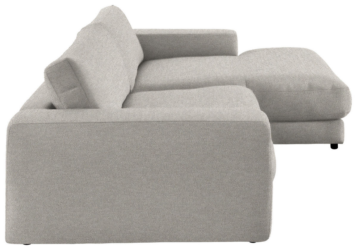 ECKSOFA in Flachgewebe Hellgrau  - Hellgrau/Schwarz, Design, Kunststoff/Textil (270/190cm) - Lomoco