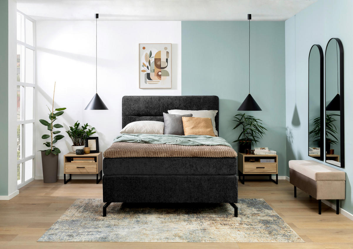 BOXSPRINGBETT 140/200 cm  in Schwarz  - Schwarz, Design, Textil/Metall (140/200cm) - Esposa