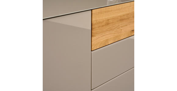 LOWBOARD Taupe, Eichefarben 207/69/42 cm - Taupe/Eichefarben, Design, Glas/Holz (207/69/42cm) - Novel