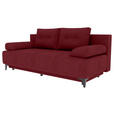 SCHLAFSOFA  mit Liegefunktion Velours Weinrot  - Weinrot/Schwarz, KONVENTIONELL, Textil/Metall (200/98/90cm) - Carryhome