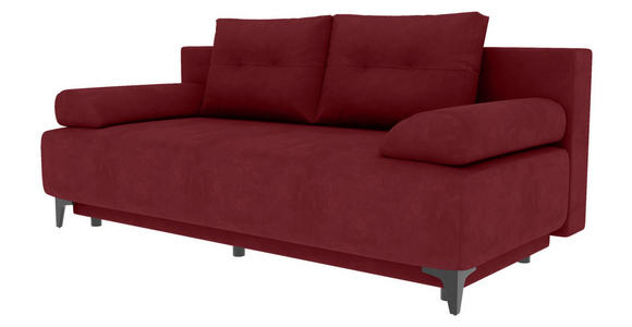 SCHLAFSOFA  mit Liegefunktion Velours Weinrot  - Weinrot/Schwarz, KONVENTIONELL, Textil/Metall (200/98/90cm) - Carryhome